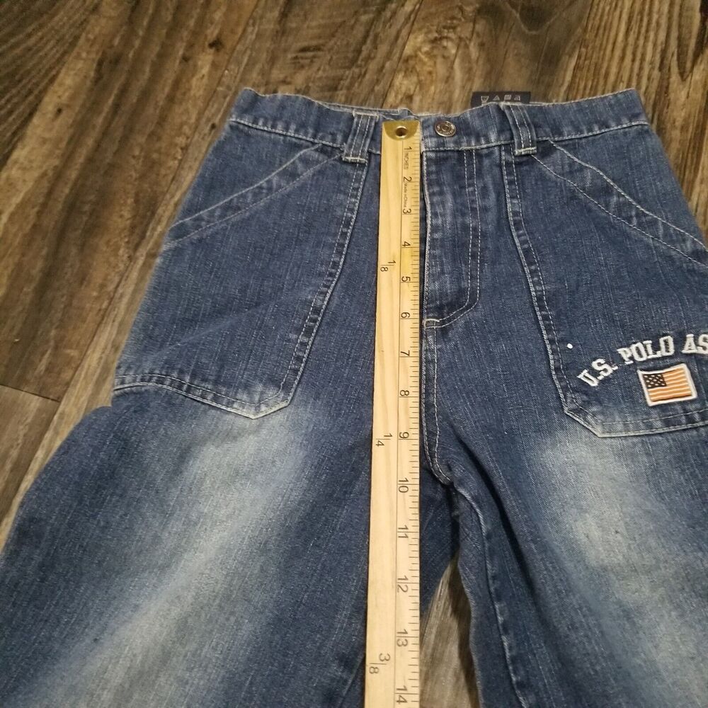 VTG US Polo Assn Jeans Youth Sz 7 Blue Denim Carpenter Baggy Hip Hop Y2K Skater - Picture 4 of 10